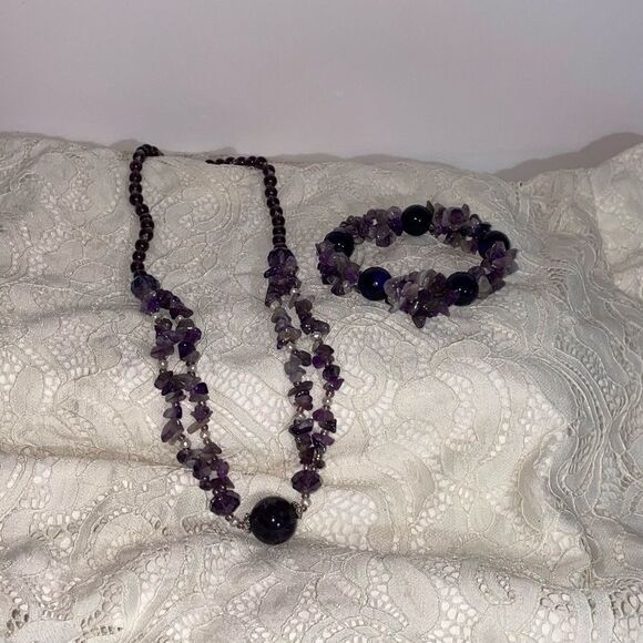 Beautiful Genuine Amethyst  Beaded Necklace - Picture 5 of 8